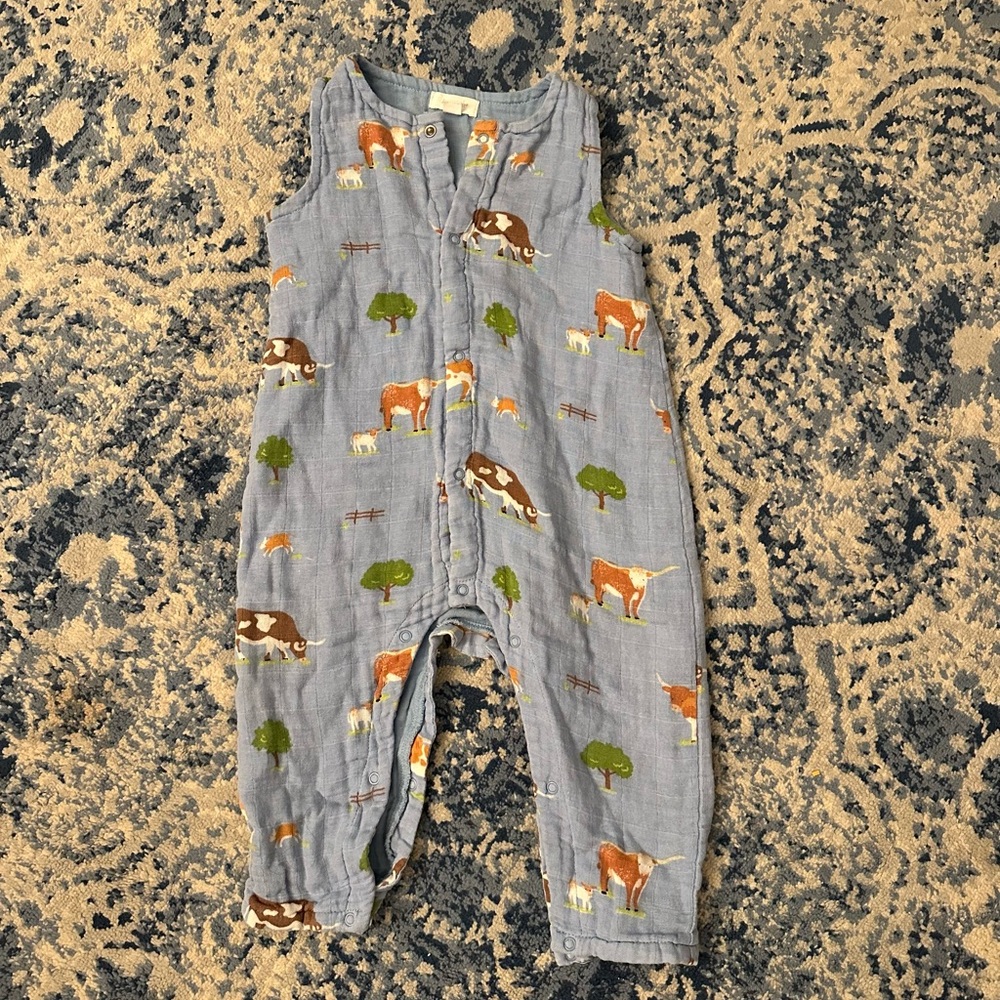 Angel Dear Cotton Sleeveless Romper - Longhorn Cattle 12-18 months